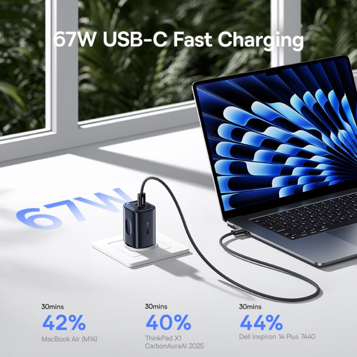 Baseus Charger Wall 67W 2C+U PicoGo AE11 EU Cosmic Black - Image 4