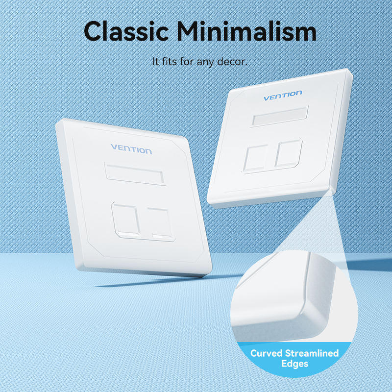 Vention NETWORK Keystone Wall Plate 2-Port White - Image 3