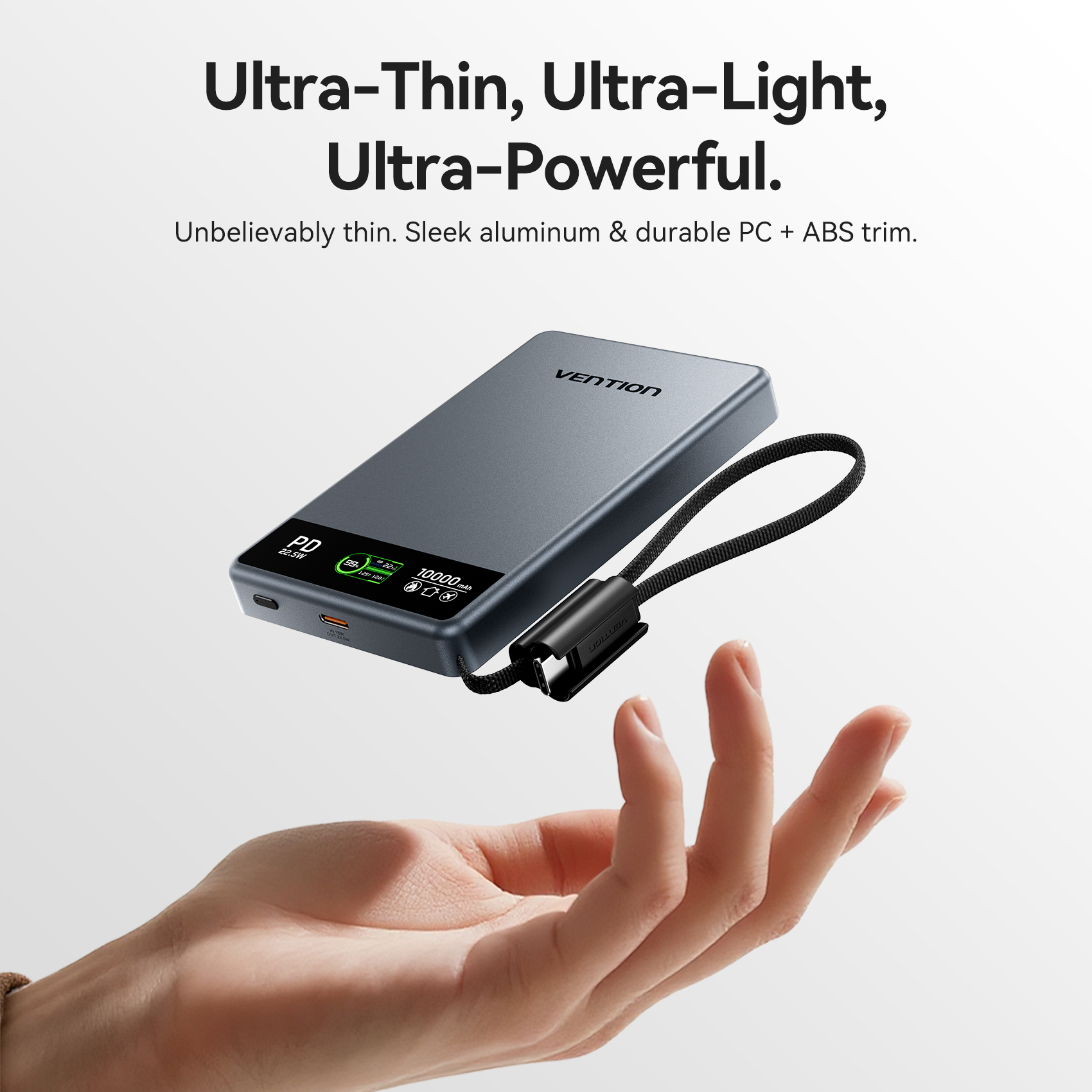 Vention MA Powerbank Wireless Magnetic 10000mAh 22.5W Wireless 15W Ultra Slim Grey FKLH0 - Image 6