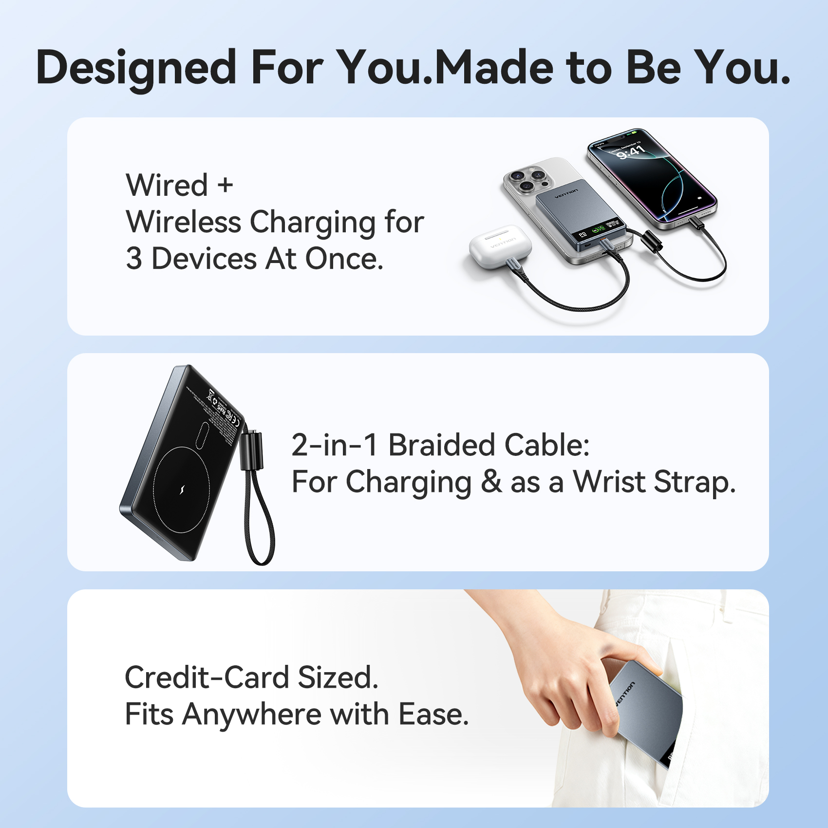 Vention MA Powerbank Wireless Magnetic 10000mAh 22.5W Wireless 15W Ultra Slim Grey FKLH0 - Image 10