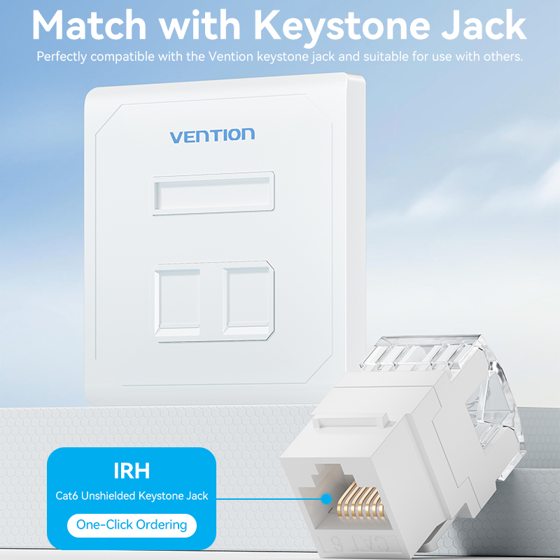 Vention NETWORK Keystone Wall Plate 2-Port White - Image 10