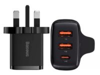 Baseus Charger Wall 30W USB-C/2xUSB-A UK Black