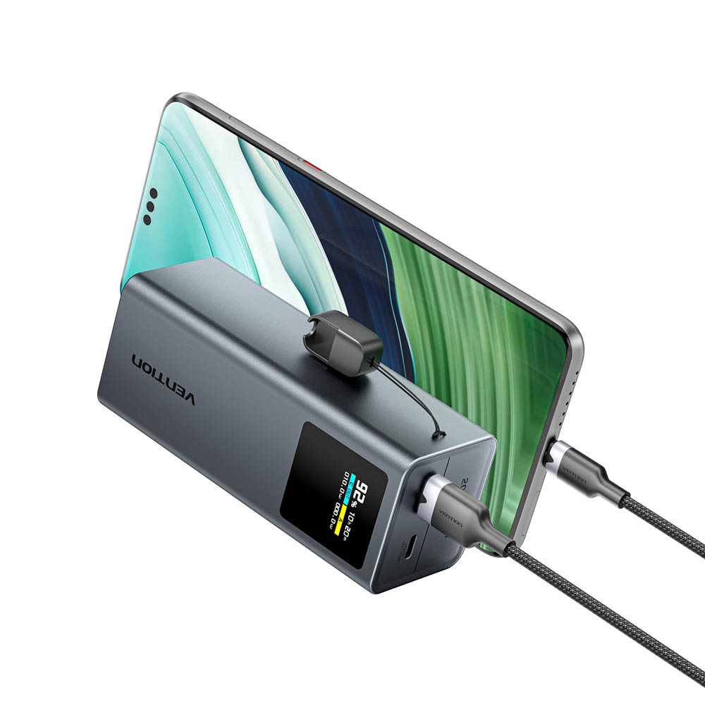 Vention MA Powerbank 20000mAh 100W 2xUSB-C 1xUSB-A TFT Display +100W Cable FKCH0 - Image 3