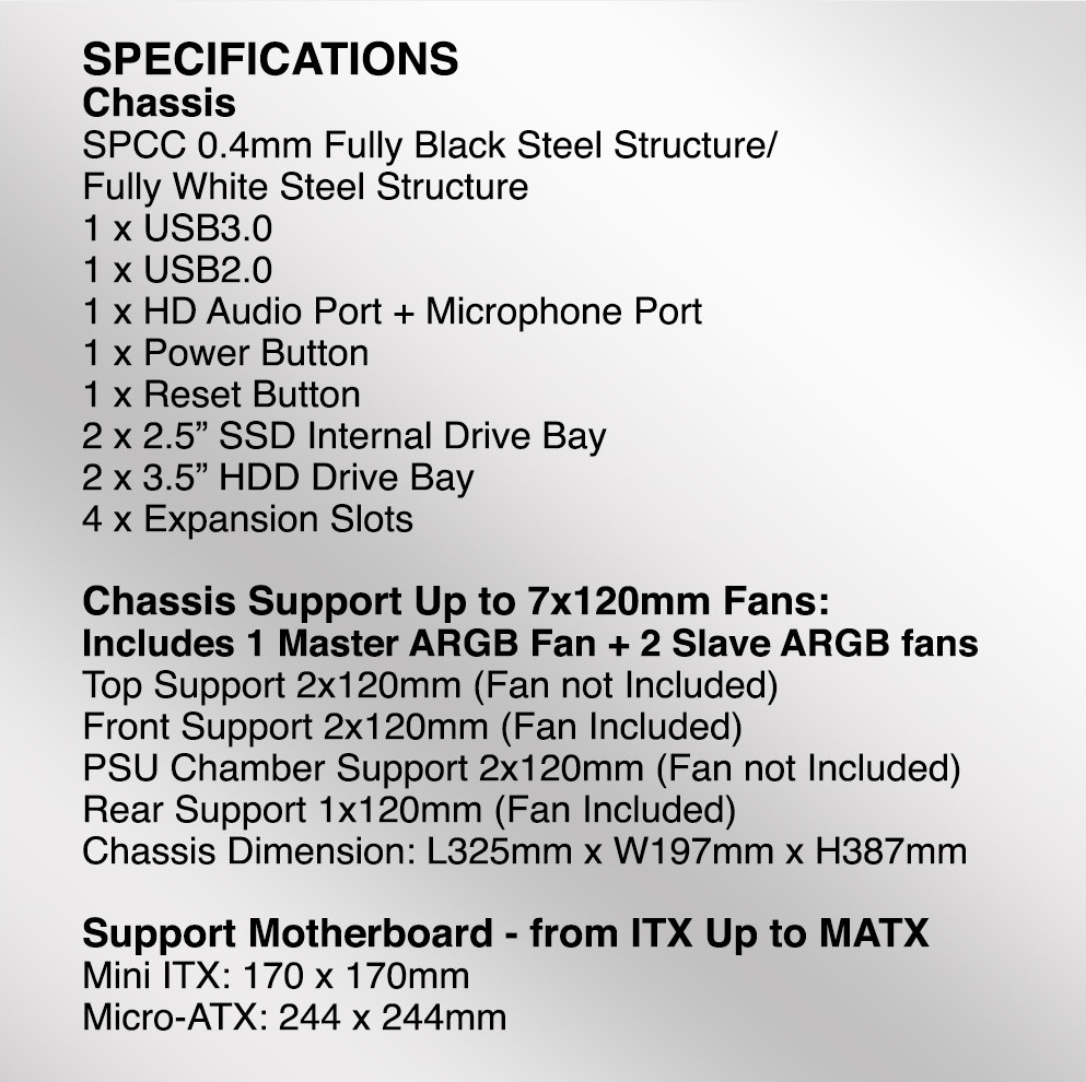 Armaggeddon Gaming Case M-ATX DEEPFREEZE DUPLEX 2 CHROMA White (3x Chroma Fans) - Image 8