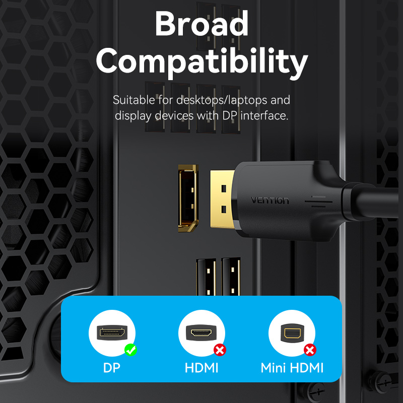 Vention DisplayPort Cable DP1.2 4K60Hz 1.0m HAKBF - Image 9