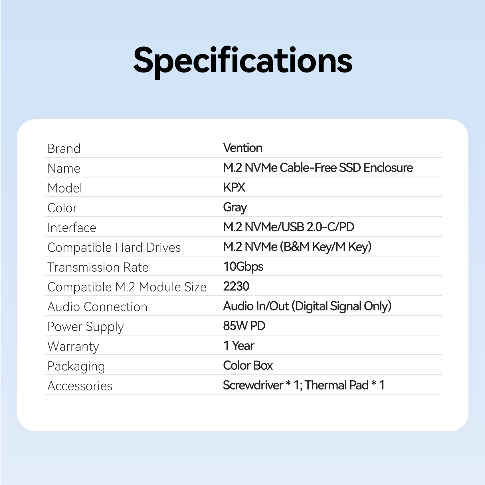 Vention MA Portable Plug & Play Cable-Free NVME Enclosure KPXH0 - Image 10