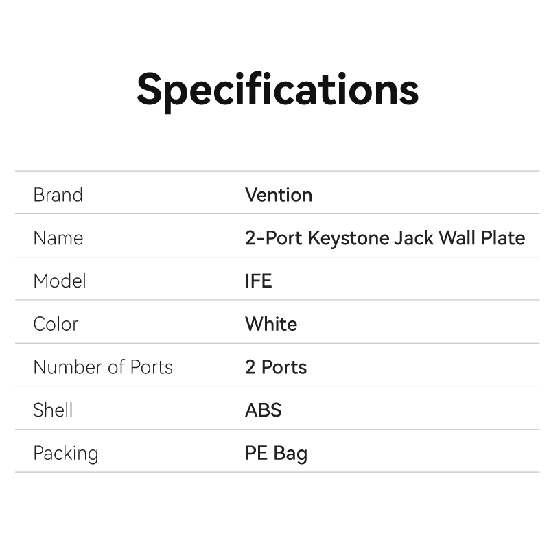 Vention NETWORK Keystone Wall Plate 2-Port White - Image 11