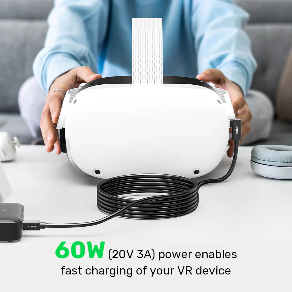 Unitek UC VR Link Pro Cable USB-C to USB-C 90 Degree 5Gps & 60W 5.0m C14094A - Image 10