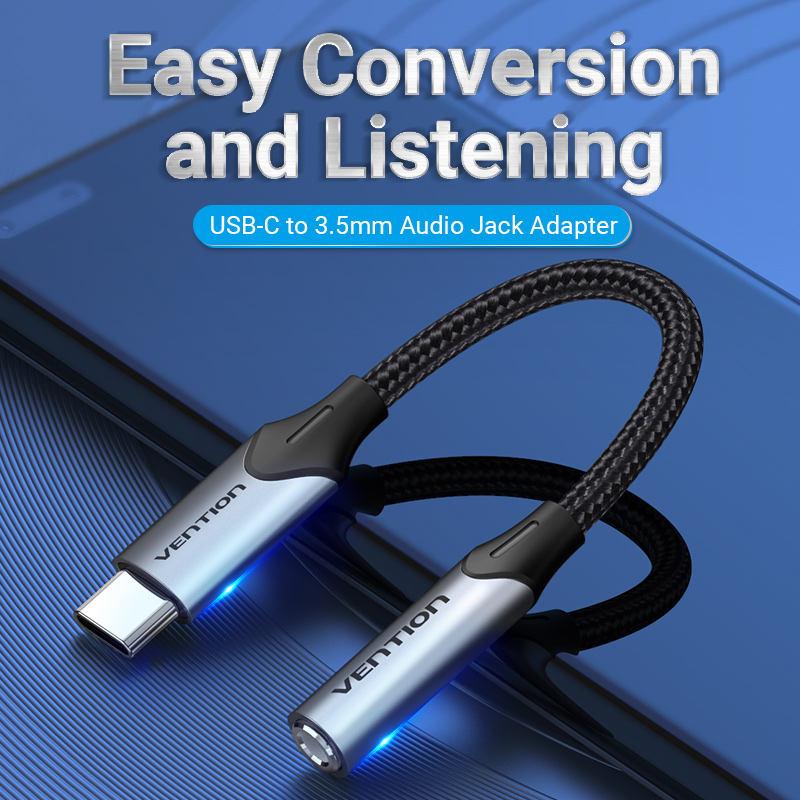Vention AUDIO CONVERTER USB-C to 3.5mm Female Adaptor Braided 0.1m BGJHA - Image 9