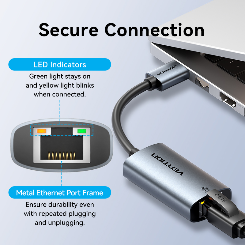 Vention Converter USB-A to Gigabit LAN Aluminium Grey CEZHB - Image 7