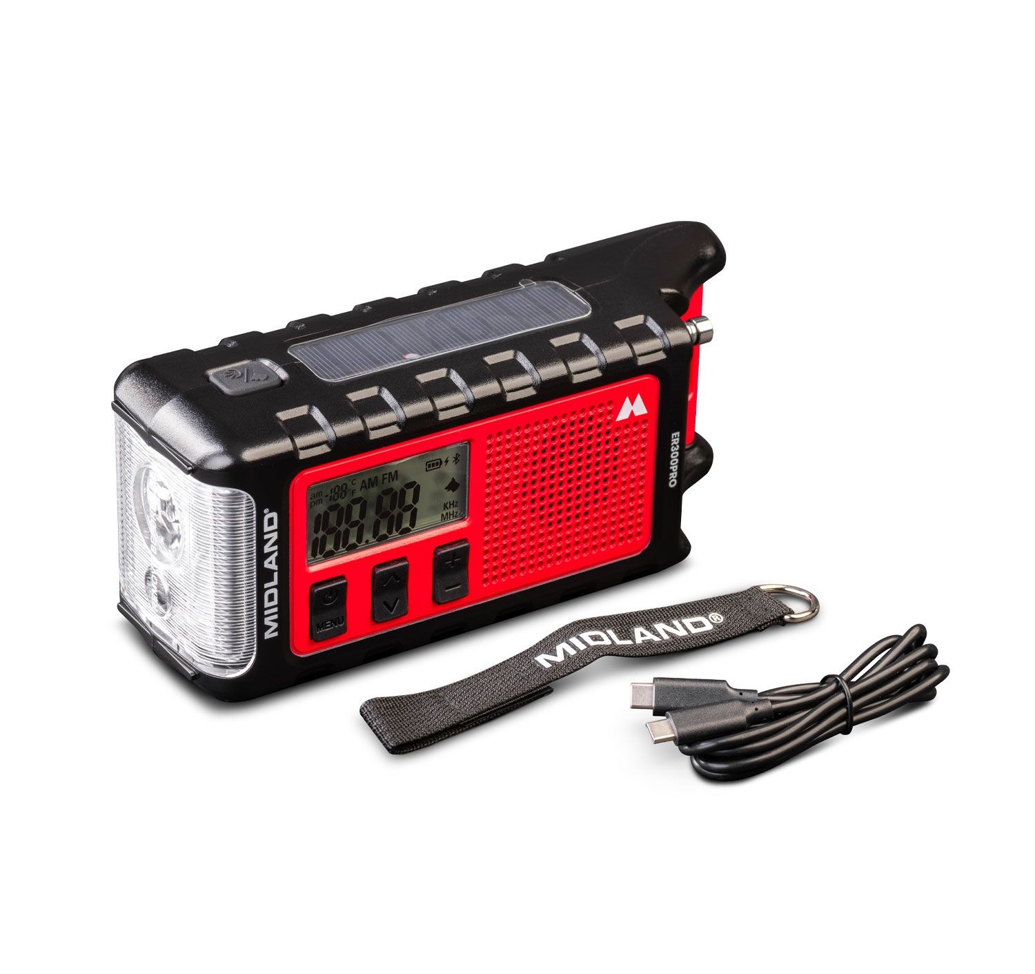 Midland Emergency Powerbank 10000mah Temp Sensor, BT, FM Radio, Dynamo & Solar Powered, 130 Lmn Flashlight ER300 PRO - Image 11