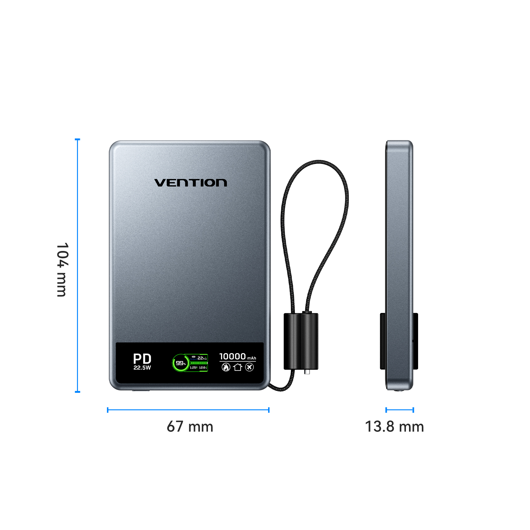 Vention MA Powerbank Wireless Magnetic 10000mAh 22.5W Wireless 15W Ultra Slim Grey FKLH0 - Image 15