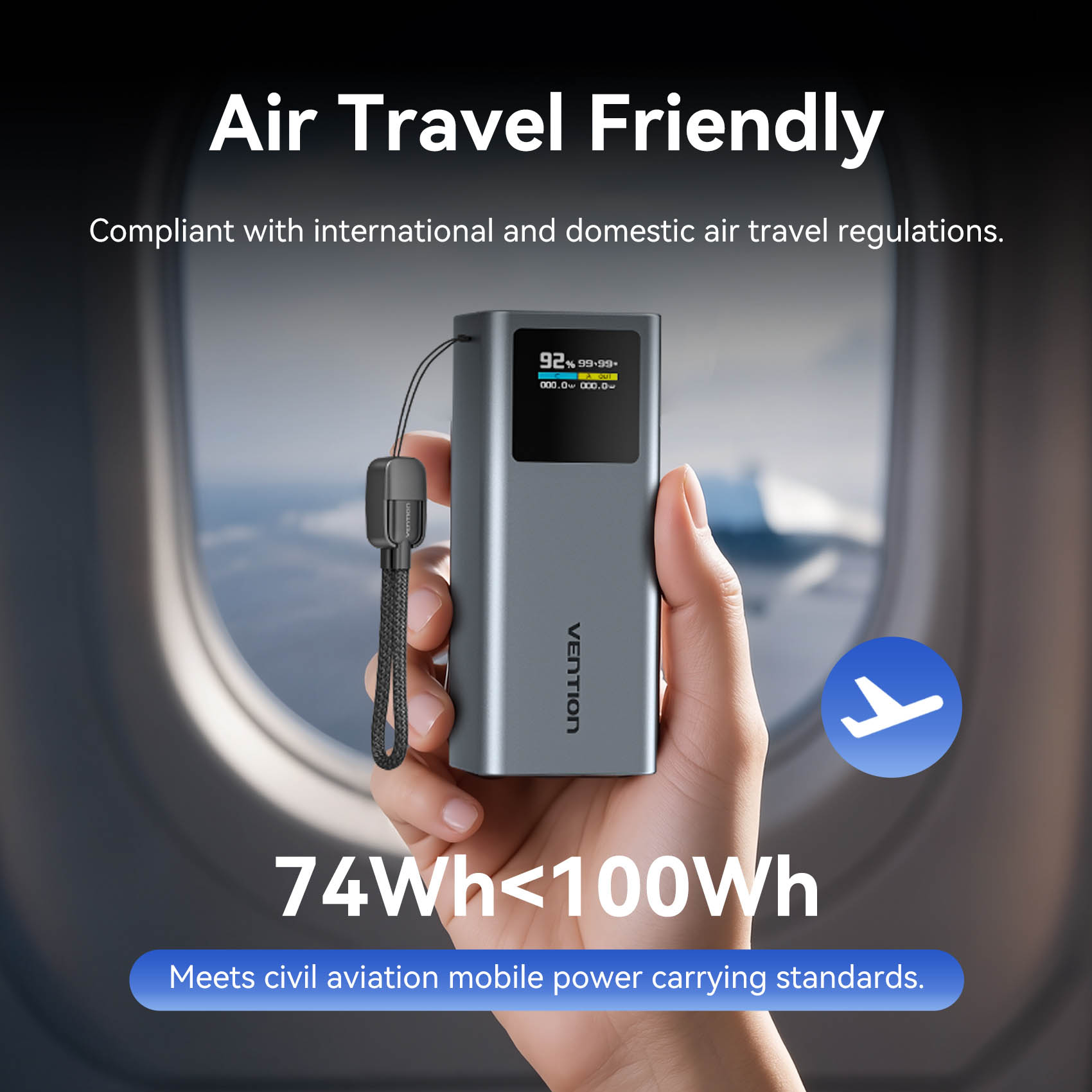 Vention MA Powerbank 20000mAh 100W 2xUSB-C 1xUSB-A TFT Display +100W Cable FKCH0 - Image 15