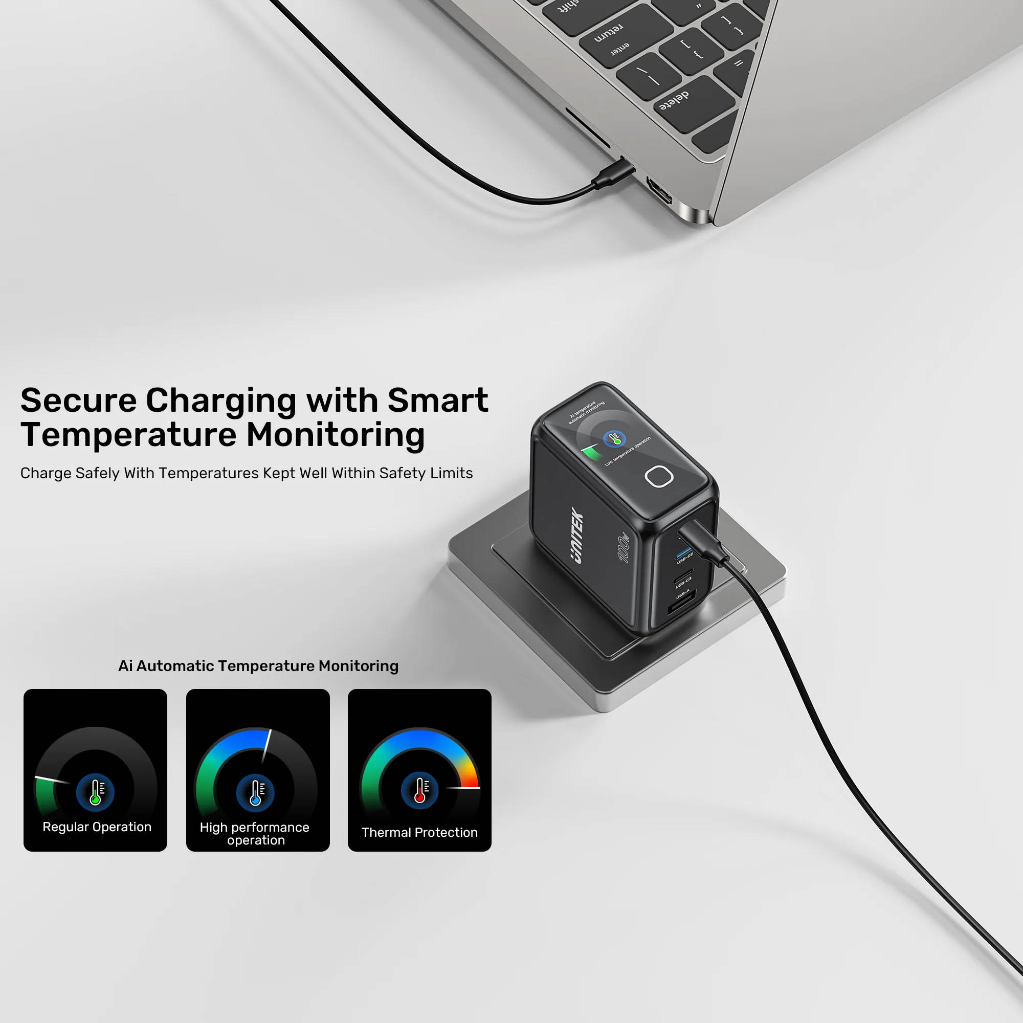 Unitek Charge Wall GaN 100W USBCx3 USBAx1 UK P1131 Black - Image 9