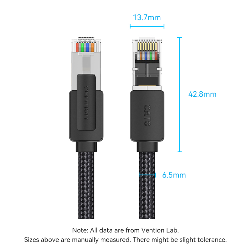 Vention NETWORK Cable CAT8 SFTP Braided 1.0m Black-Nickel IKOBF - Image 14