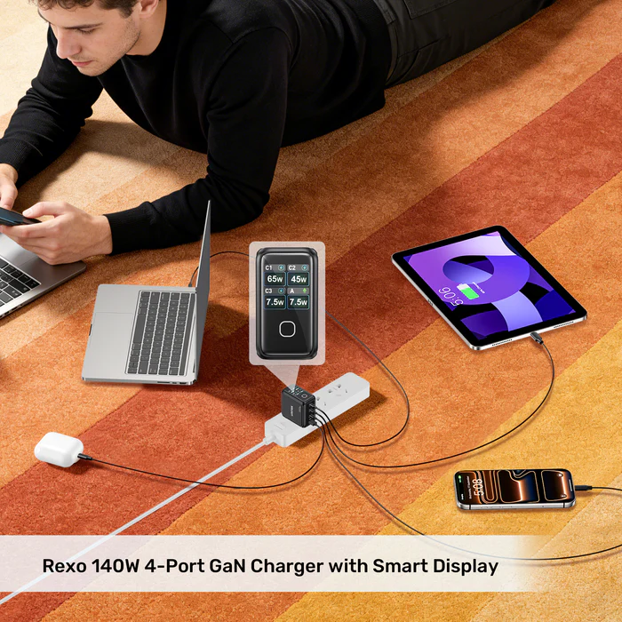 Unitek Charge Wall GaN 140W USBCx3 USBAx1 UK P1132 Black - Image 12