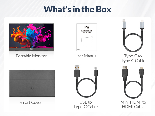 Rii Monitor Portable 15.6" Full-HD with USB-C/HDMI & Case/Stand RS100 - Image 15