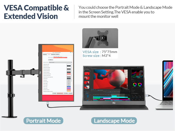 Rii Monitor Portable 15.6" Full-HD with USB-C/HDMI & Case/Stand RS100 - Image 16