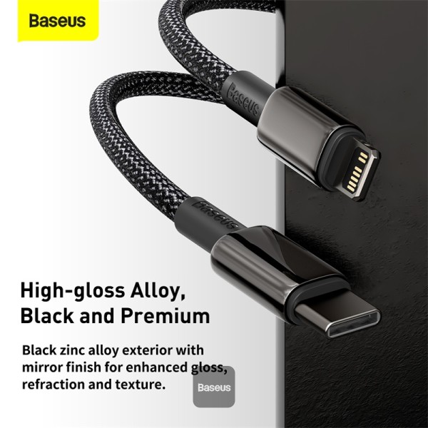 Baseus Cable Lightning to USB-A Tungsten Gold Series Braided 2.0m Black - Image 3