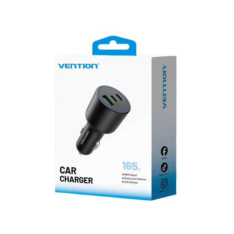 Vention Charger Car 165W 2xUSBC 1xUSBA 100W Max Black FFPB0 - Image 18