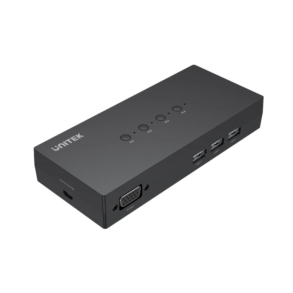 Unitek VGA KVM Switch 4In1Out w/3-Port USB2.0 Hub U-8710ABK