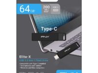 PNY Flash Drive Elite-X USB 3.2 Stick 64GB Capless Slider Black FDI64GELTXC