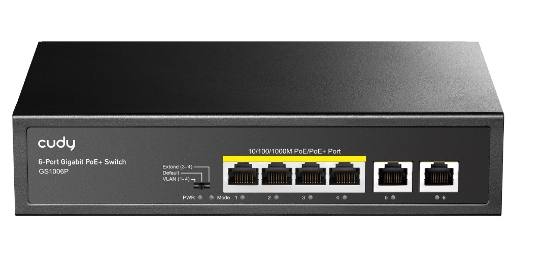 Cudy Switch PoE Gigabit 4PoE + 2GbE Uplink 65W GS1006P