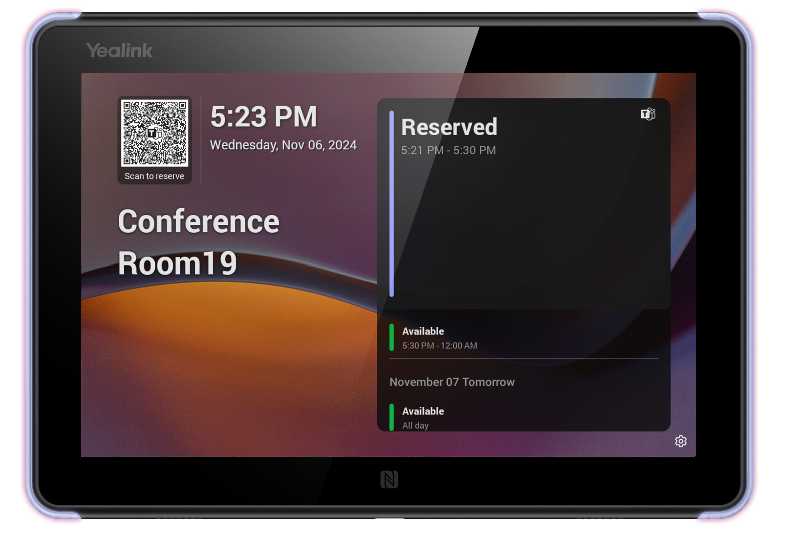 Yealink Teams Room Scheduling Panel for Booking & Status with 8'' Touch