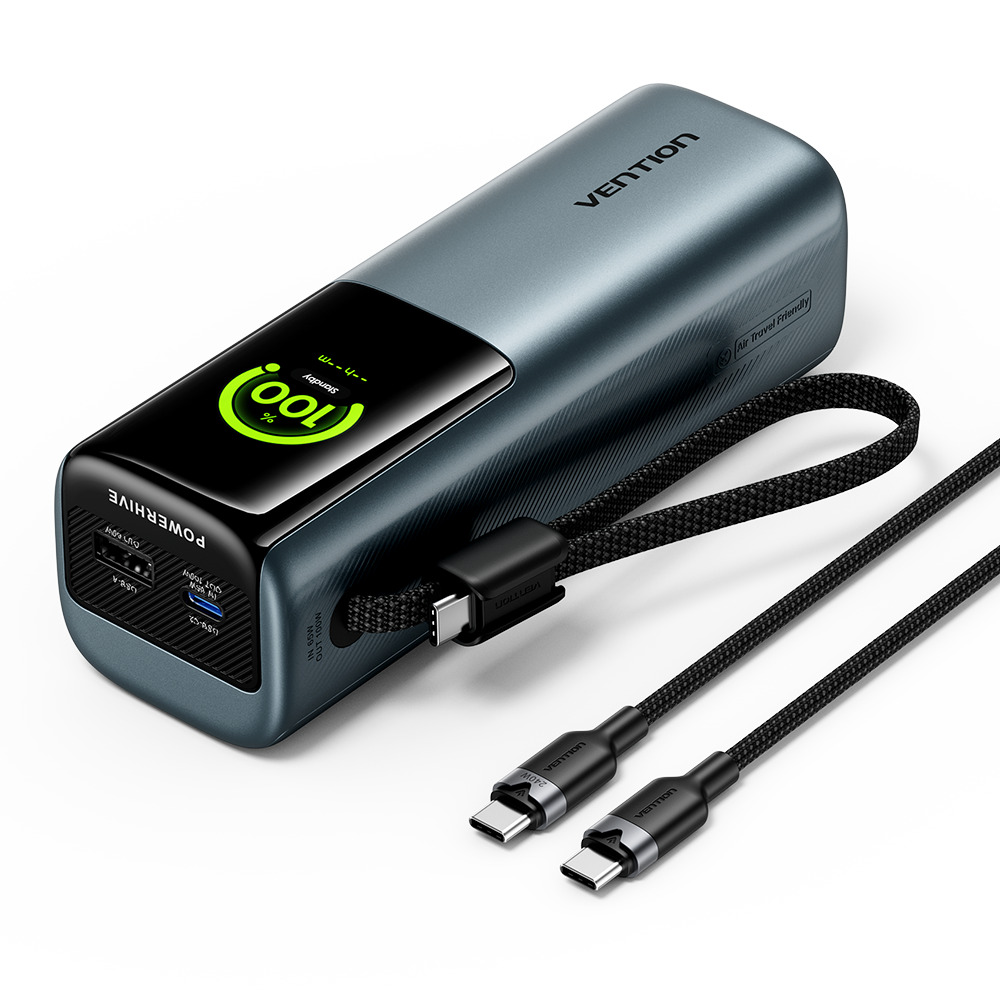 Vention Powerbank 20000mAh 165W 3xUSBC+USBA TFT Display +100W Cable FKFH0
