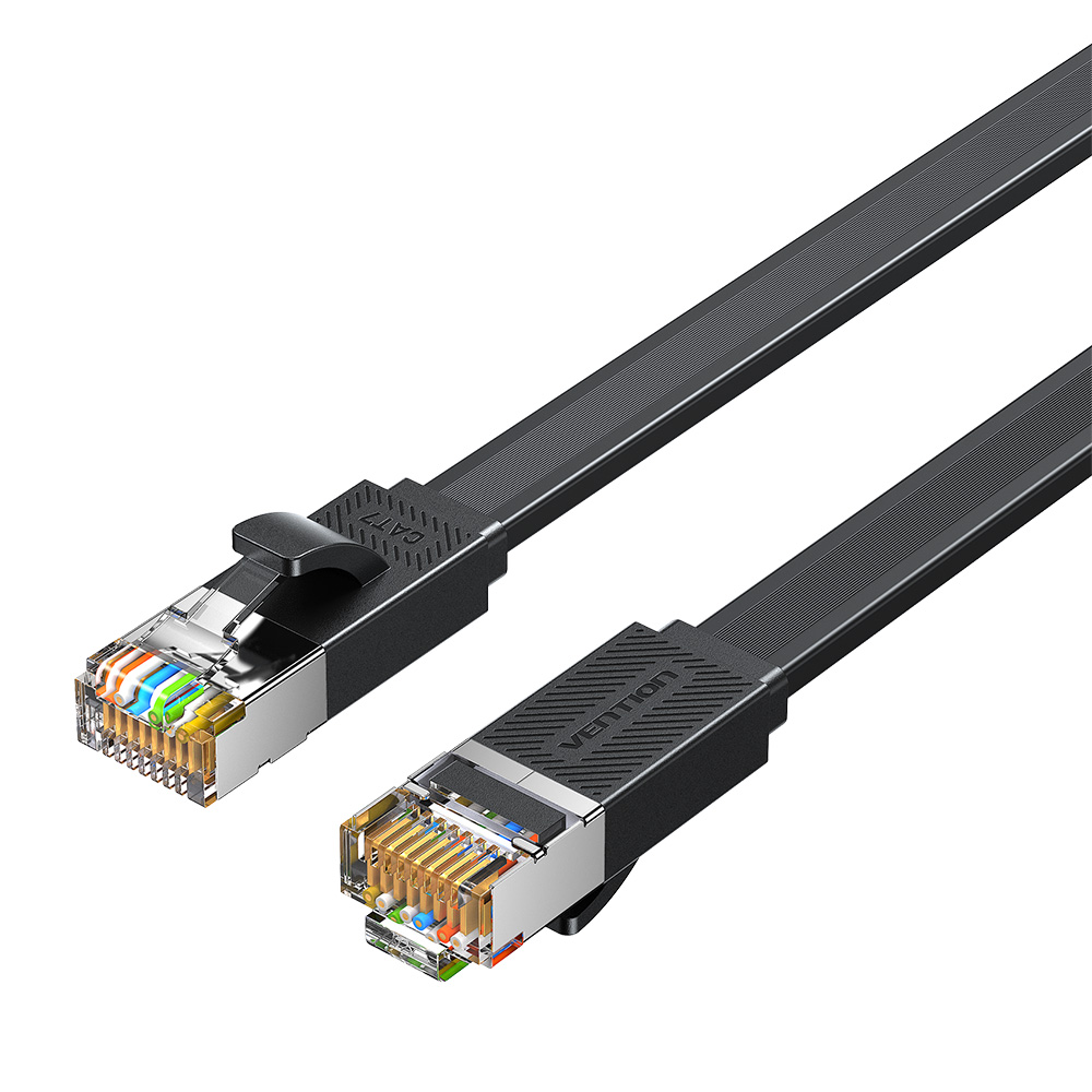 Vention NETWORK Cable CAT7 Flat 2.0m Black ICGBH