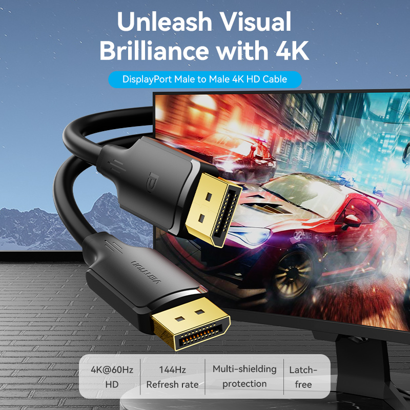 Vention DisplayPort Cable DP1.2 4K60Hz 1.0m HAKBF - Image 2
