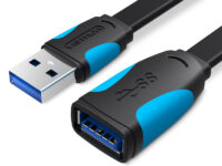 Vention IT Cable USB-A 3.0 M-F Extension Flat 1.5m Black VAS-A13-B150