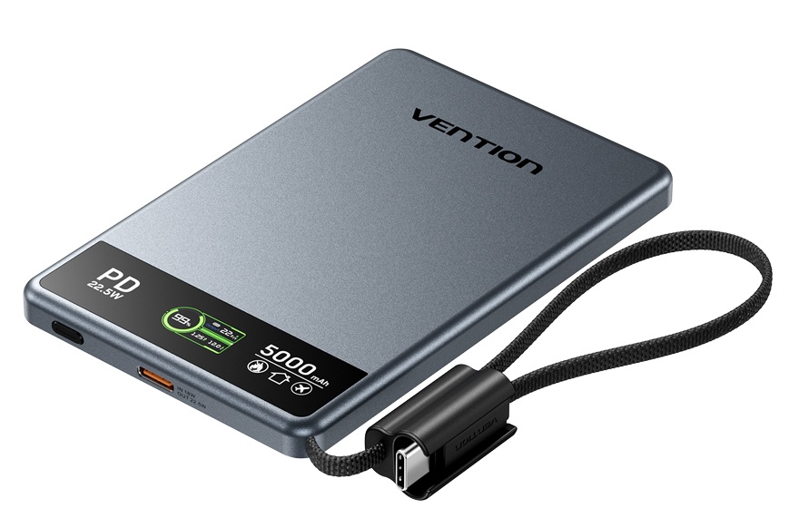 Vention MA Powerbank Wireless Magnetic 10000mAh 22.5W Wireless 15W Ultra Slim Grey FKLH0