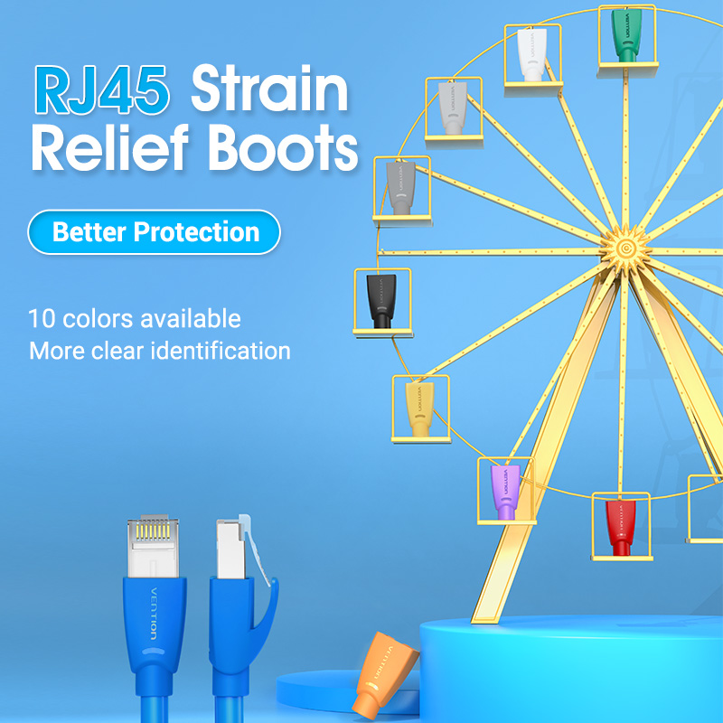 Vention NETWORK Connector Strain Relief Boots RJ45 Black 50-pack - Image 2