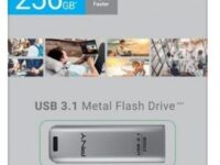 PNY Flash Drive Elite Steel USB 3.1 Stick 256GB Capless Slider Black FD256ESTEEL31G