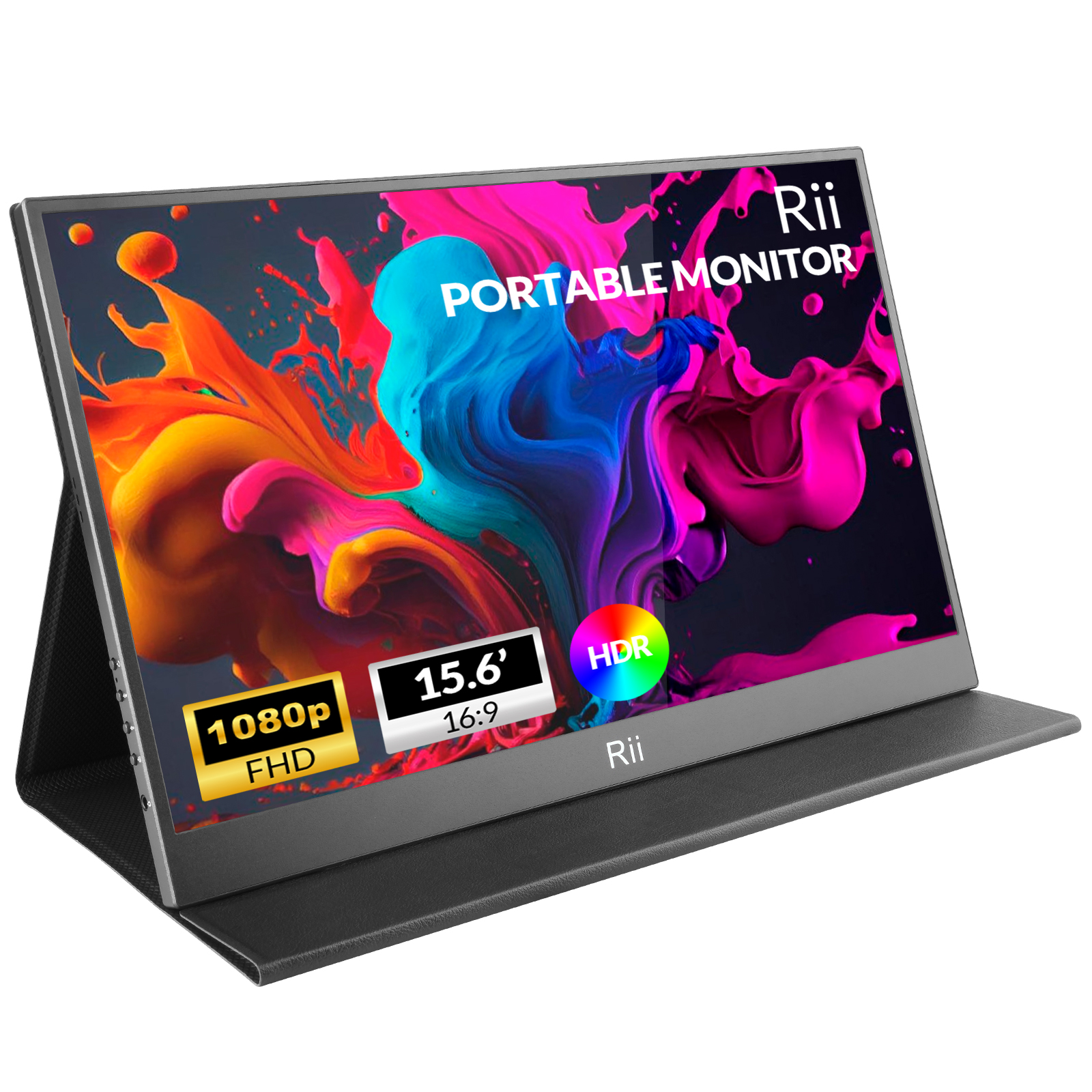Rii Monitor Portable 15.6" Full-HD with USB-C/HDMI & Case/Stand RS100 - Image 2