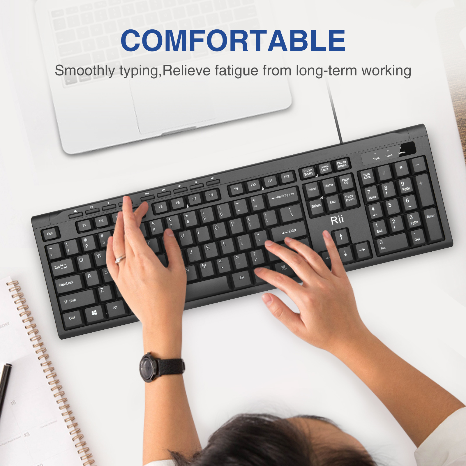Rii Keyboard Wired Ultra-Slim Silent Full Sized RK907 - Image 2