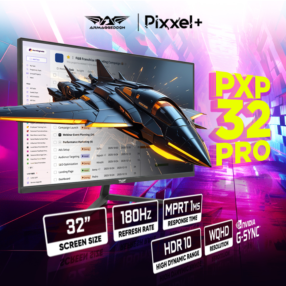 Armaggeddon Gaming Monitor 32'' Slim Frame 2K IPS 180Hz 1ms PXP32Pro Black - Image 2