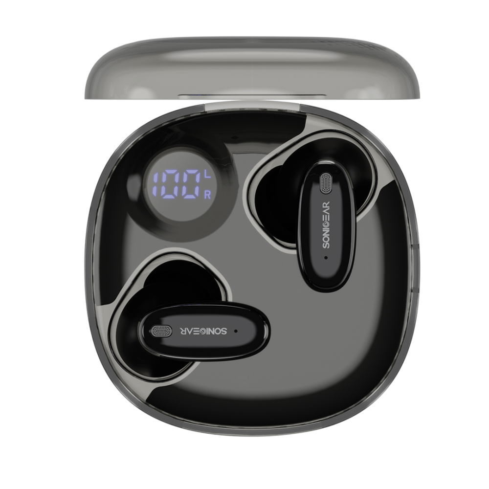 SonicGear Earphones Bluetooth ANC+Display EarPump Jewel Q3 Black - Image 2