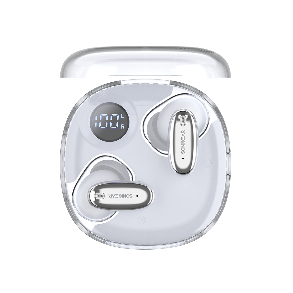 SonicGear Earphones Bluetooth ANC+Display EarPump Jewel Q3 White - Image 2