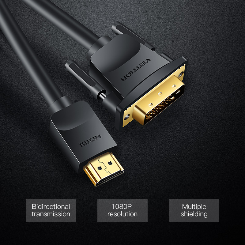 Vention HDMI Cable to DVI 24+1 BiDirection 1.0m ABFBF - Image 2