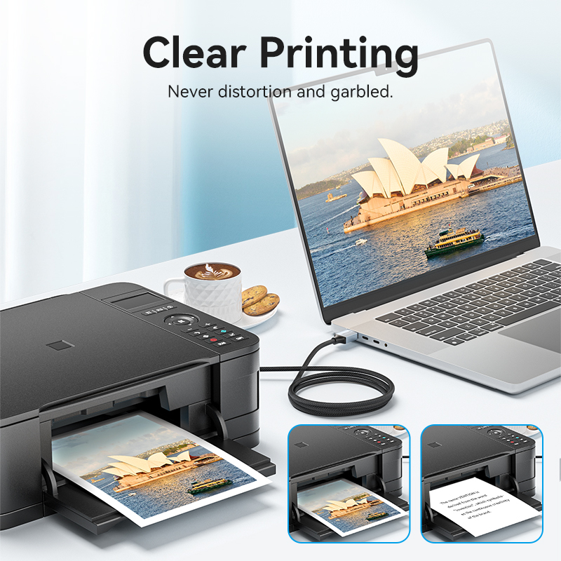 Vention IT Cable USB-A 2.0 to USB-B Printer Braided 5.0m Aluminium Grey CTTHJ - Image 3