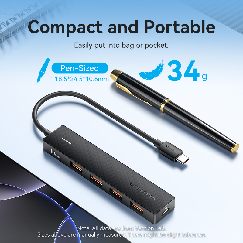 Vention IT HUB USB-C 3.2 4xA + PD100W USB-C Port CKCBB - Image 3