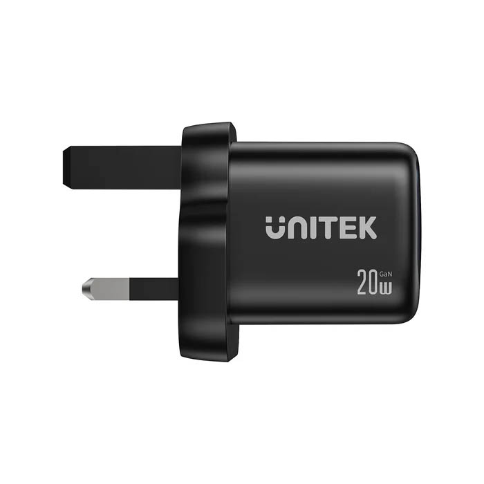 Unitek Charge Wall GaN 20W USBCx1 & USBAx1 UK P1128 Black - Image 2
