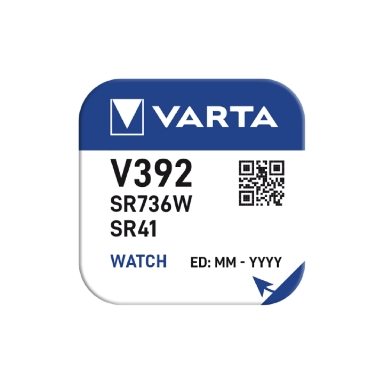 Varta Silver Oxide Coin Cell Battery 392 SR41 SR41W (High Drain)