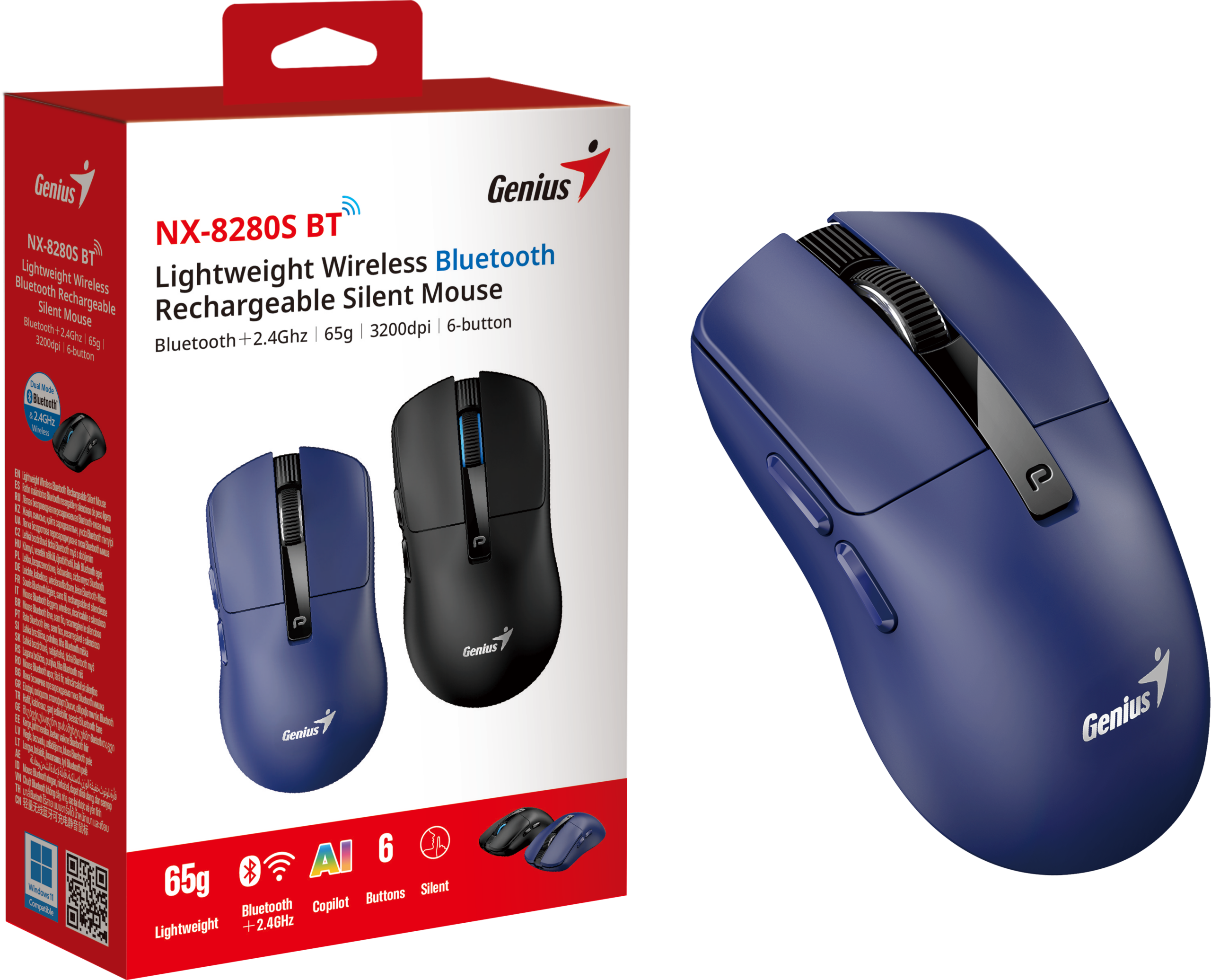 Genius Mouse Wireless+BT Rechargeable & Lightweight 3200dpi NX-8280S Blue - Image 6