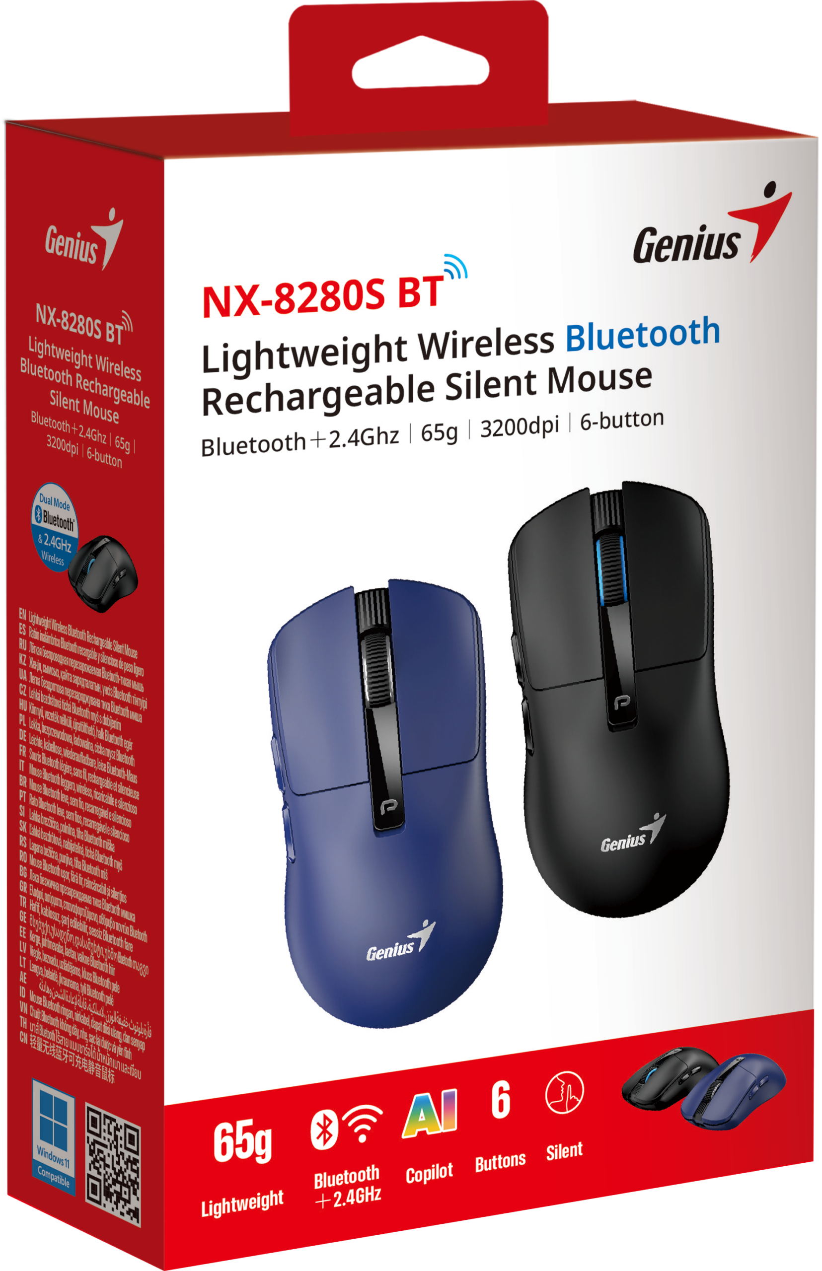 Genius Mouse Wireless+BT Rechargeable & Lightweight 3200dpi NX-8280S Blue - Image 7