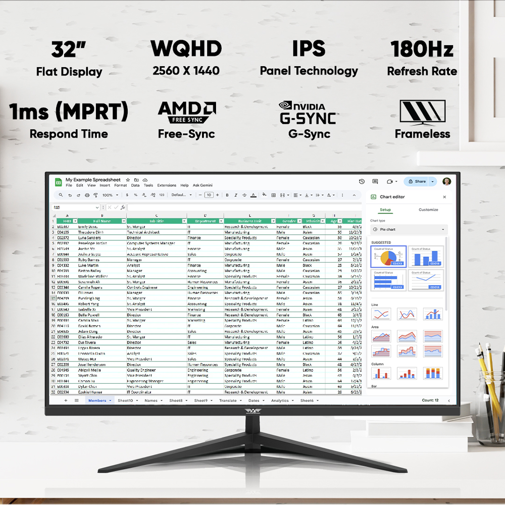 Armaggeddon Gaming Monitor 32'' Slim Frame 2K IPS 180Hz 1ms PXP32Pro Black - Image 3