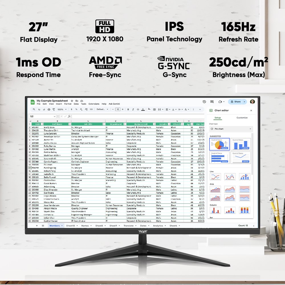 Armaggeddon Gaming Monitor 27'' Slim Frame FHD IPS 165Hz 1ms PXP27G Black - Image 3
