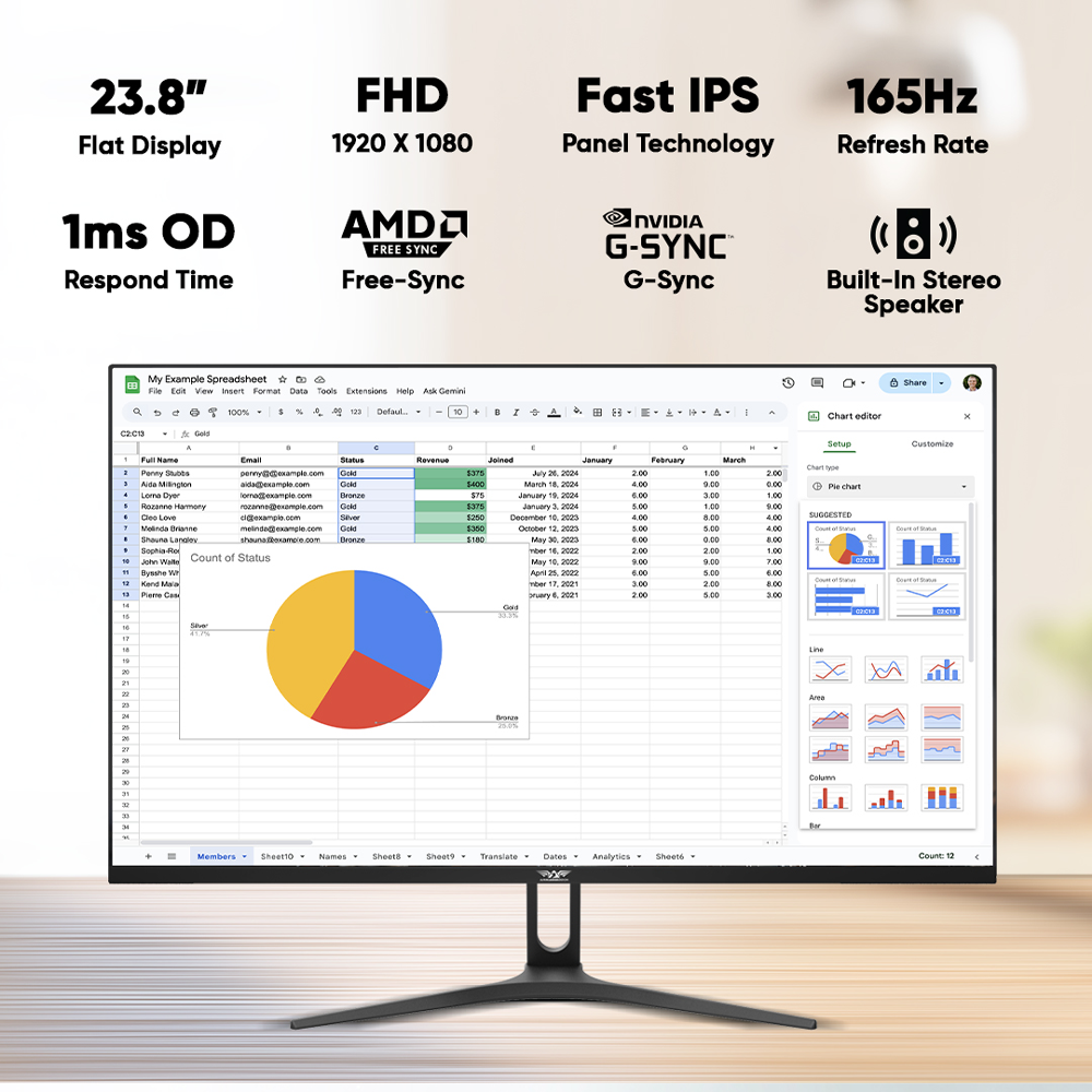 Armaggeddon Gaming Monitor 24'' Slim Frame FHD IPS 165Hz 1ms PXP24G Black - Image 3